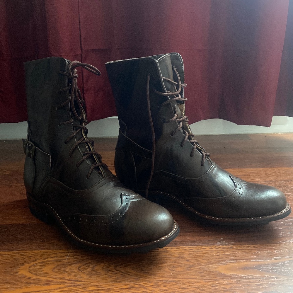Vintage Style Lace-Up Leather Boots Women’s 10W 10.5